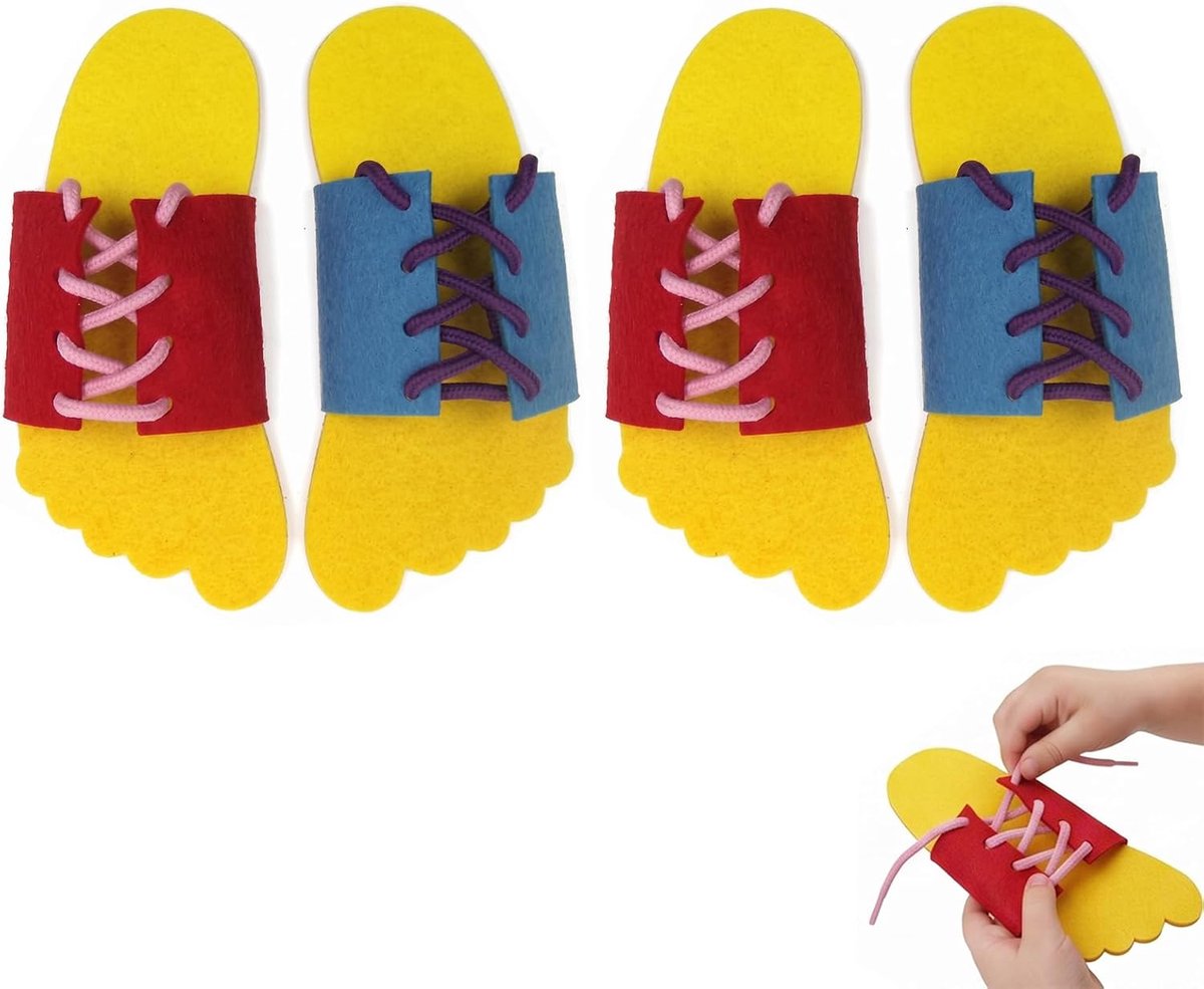 Educatief speelgoed voor het strikken van schoenen - 3D-leerbord met veters - Montessori leerspel - ShopVlot