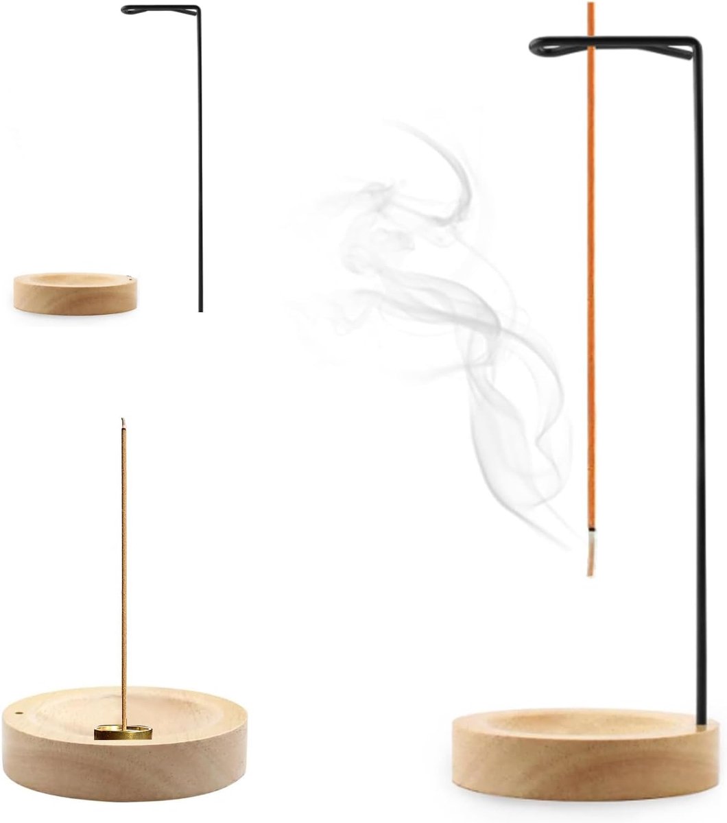 Wierookhouder 2-in-1 - Walnoot hout - Inverted design - Ideaal voor meditatie - ShopVlot