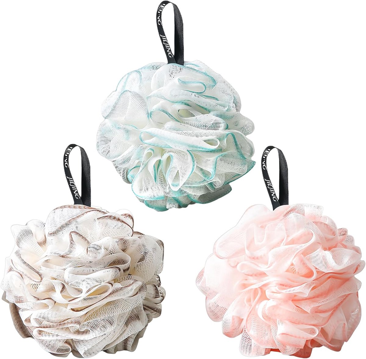 Douchesponzen Set 3 Stuks - Kleurrijk en Zacht - Lichtschuimende Loofah - Voor Grondige Huidreiniging - ShopVlot