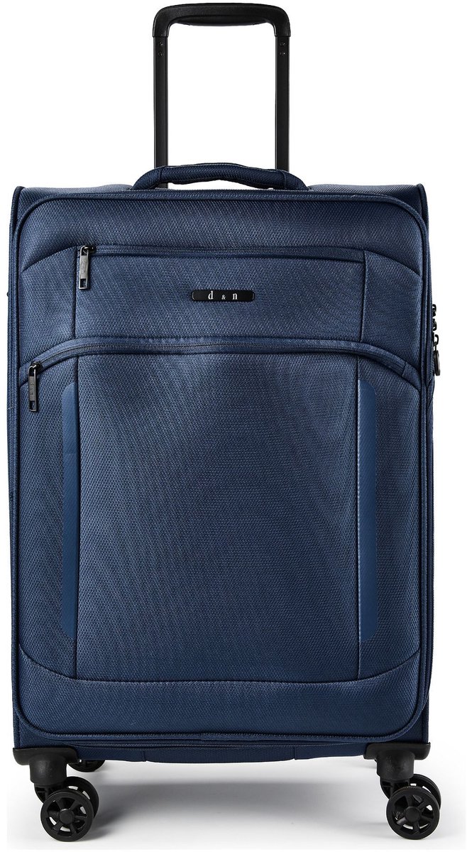 d & n Travel Line 9804 4 wielen Trolley M 68 cm met uitbreidingsplooi - Zachte bagage - TSA slot - dark blue