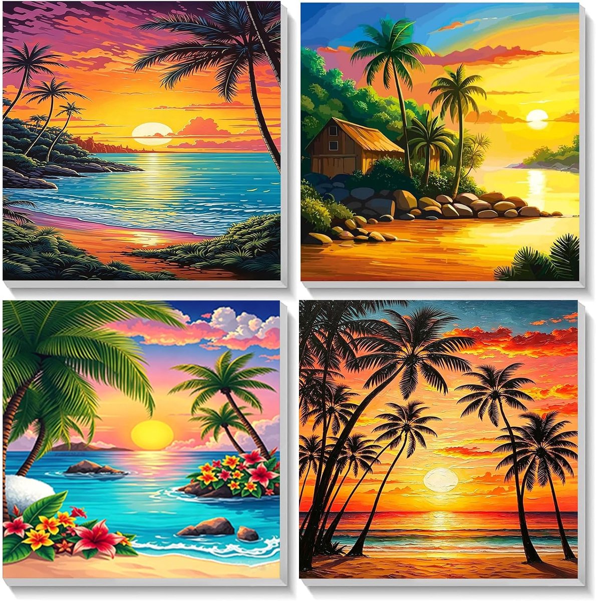 Schilderen op nummer kinderen - 4 stuks dieren schilderen - ingelijst canvas - creatief cadeau voor kinderen - ShopVlot