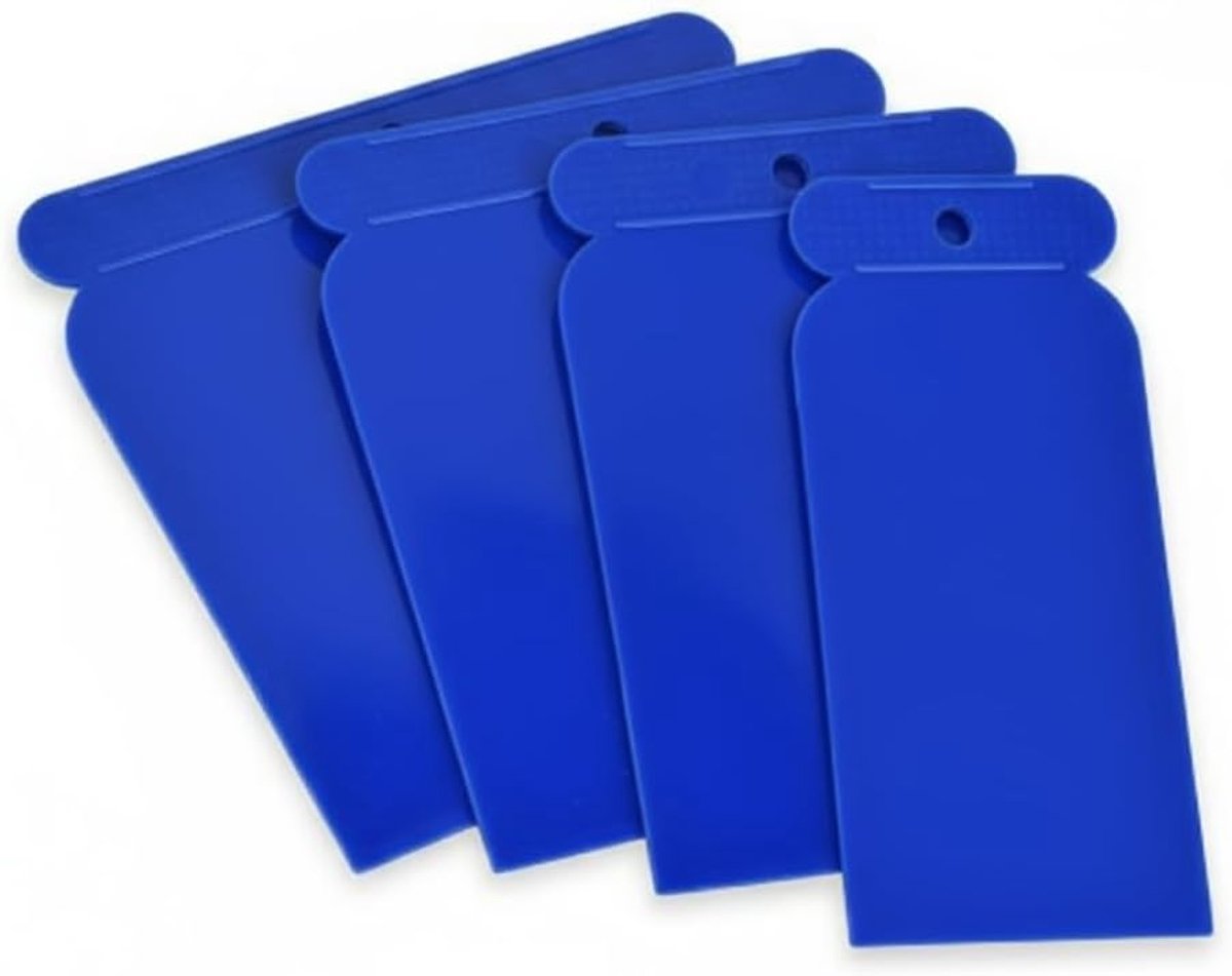 Set van 4 kunststof spatels - 45° rand - comfortabele grip - perfect voor pleisterwerk - ShopVlot
