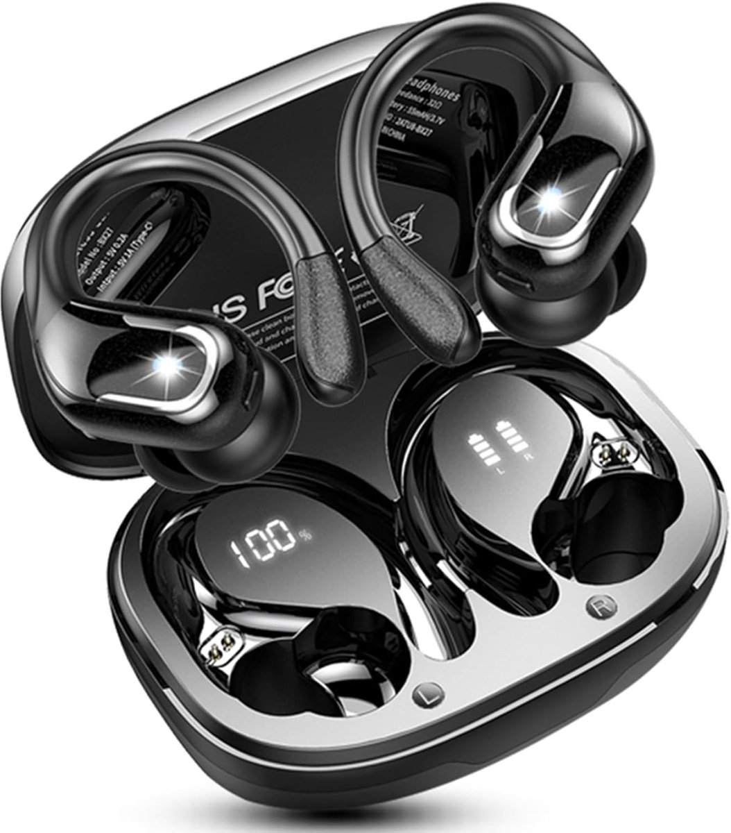 Draadloze sportkoptelefoon - 75 uur speeltijd - IP X8 waterdicht - 3D stereo geluid voor sport - ShopVlot