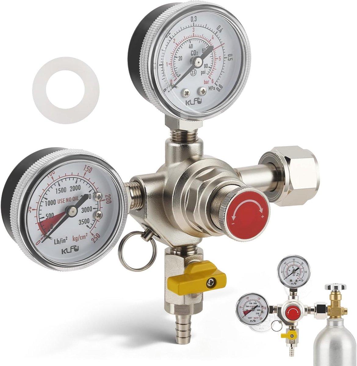 CO2 drukregelaar - dubbele manometer - herbruikbaar - nauwkeurige drukregeling voor perfecte carbonisatie - ShopVlot