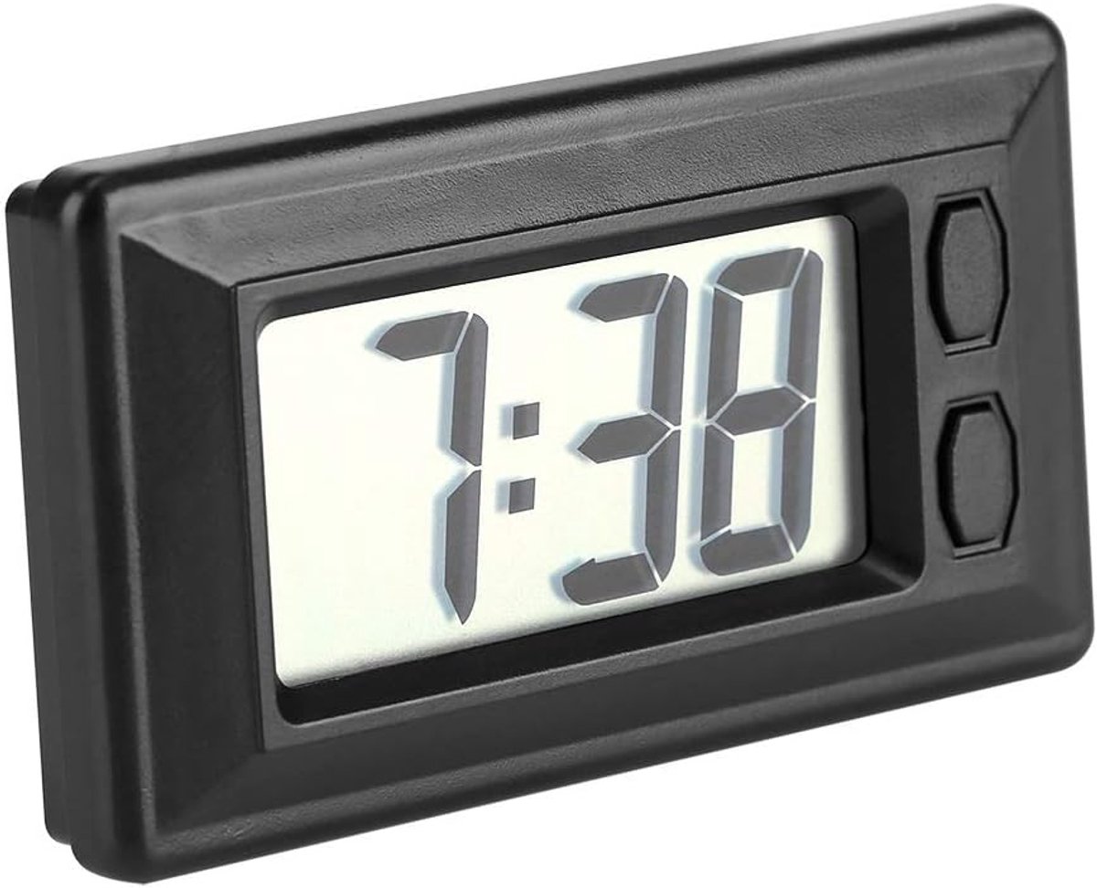 Digitale klok - ultradunne voertuigklok - mini tafelklok met tijd en kalender - praktische dashboardweergave - ShopVlot