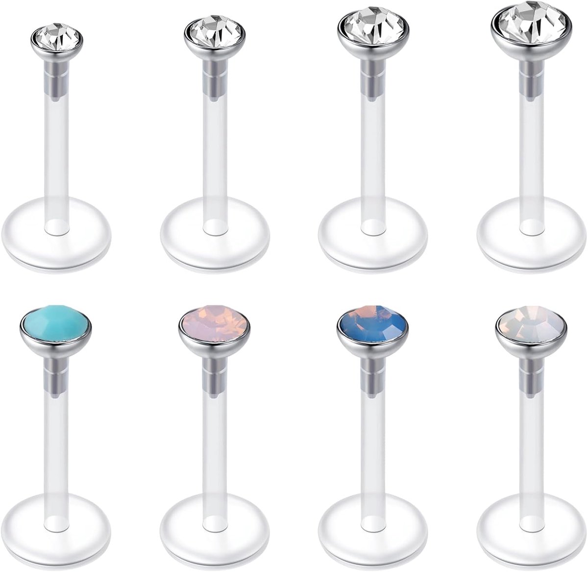 16G Clear Oorbellen Studs 6mm 8mm 10mm 12mm Plastic Lip Bar Oorbellen voor School UV Flexibele Acryl Clear Piercing Retainers Helix Kraakbeen Tragus Labret Piercing Sieraden