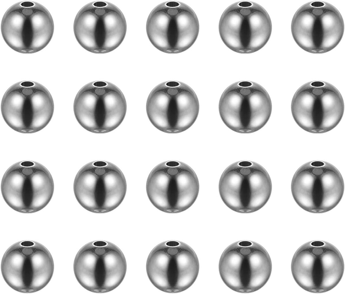 Kralen 10 mm roestvrij staal 2 mm gatdiameter. Korrel voor doe-het-zelf handwerk zilverkleurig