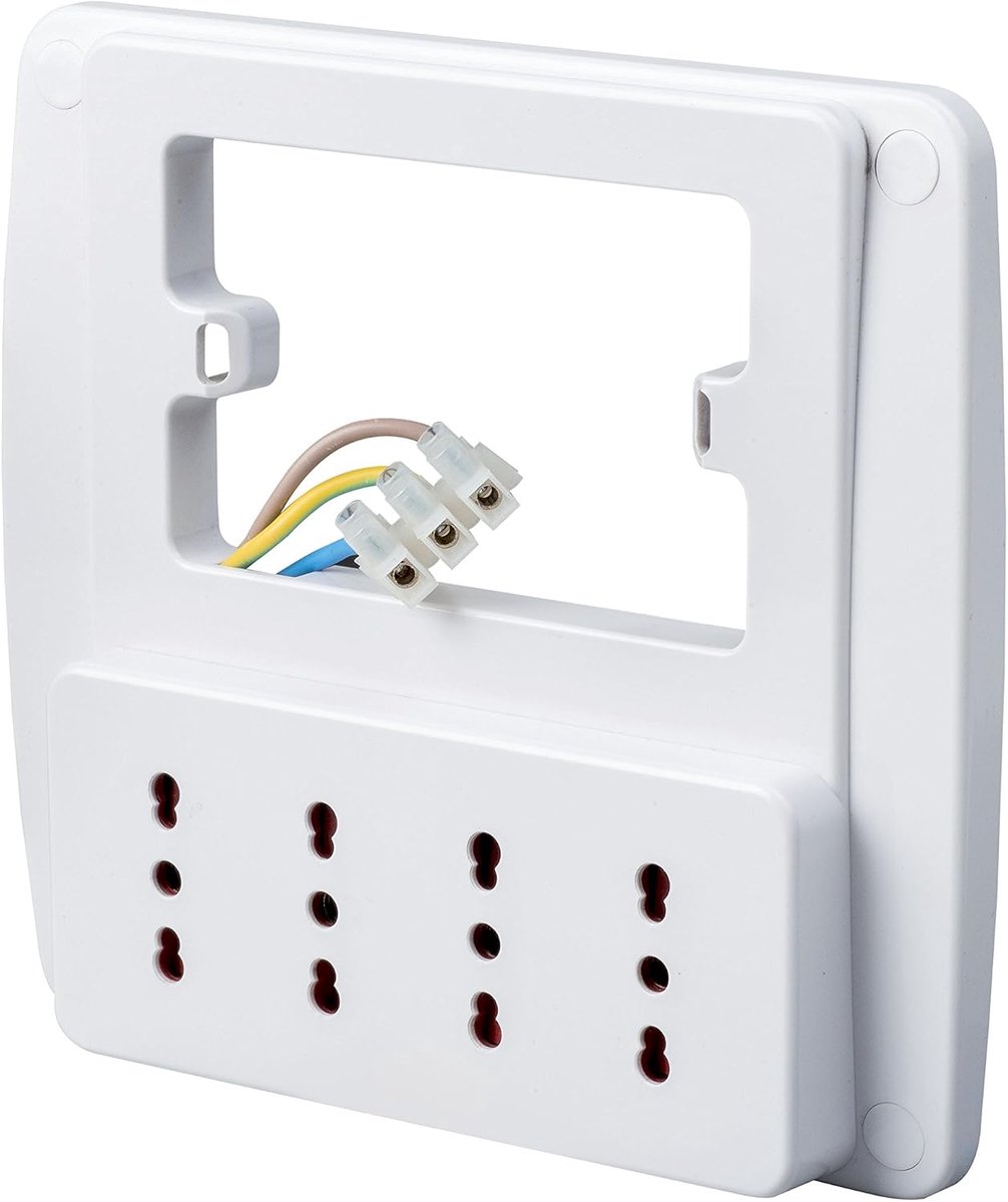 Emilia Smart wandcontactdoos, 4 tweewaardige stopcontacten, wit