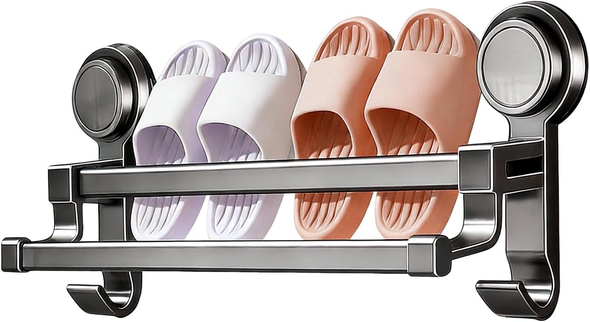 Handdoekstang, Dubbelpolige , Badkamer Handdoekstang | Voor Appartement Badkamer Douche Glas Spiegel Tegel Muur Deur Marmer