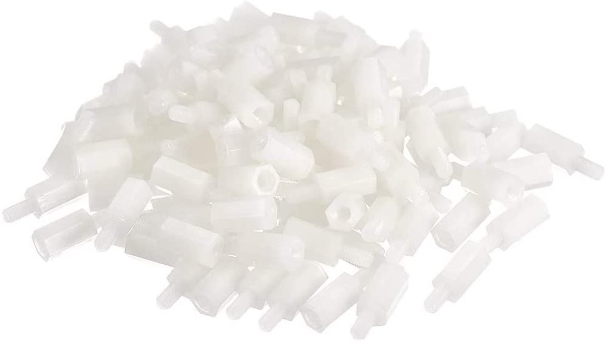 Hex Afstandhouder Mannelijk Vrouwelijk Wit Kunststof Hex Spacer Standoff M5*15+6mm,20 pcs