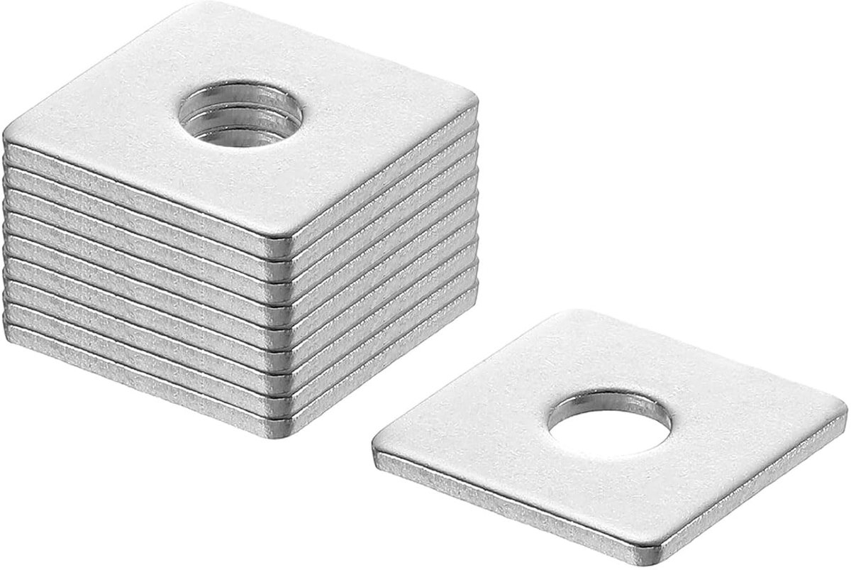 Vierkante sluitring voor 5/16" schroef, 201 roestvrij stalen lagerplaat, platte afstandhouder, afdichting voor machinereparatie, buitenbouw (0,08 inch dikte)