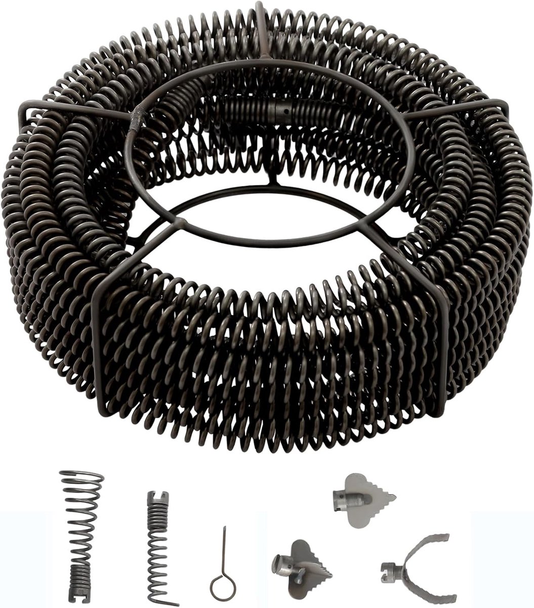 Pijpenreiniger spiraal 14m - veerkrachtige spoel - geschikt voor 50-200mm - efficiënt buizen reinigen - SnelShoppen