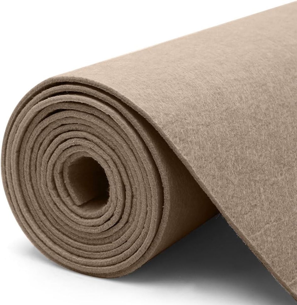 Stof, viltrol, beige-camel, vilt per meter, 30 cm x 250 cm x 3 mm, doe-het-zelf vilt, stof, decoratievilt, viltmat, polyester, viltrol voor doe-het-zelf viltonderlegger, patchwork, naaien, vilt