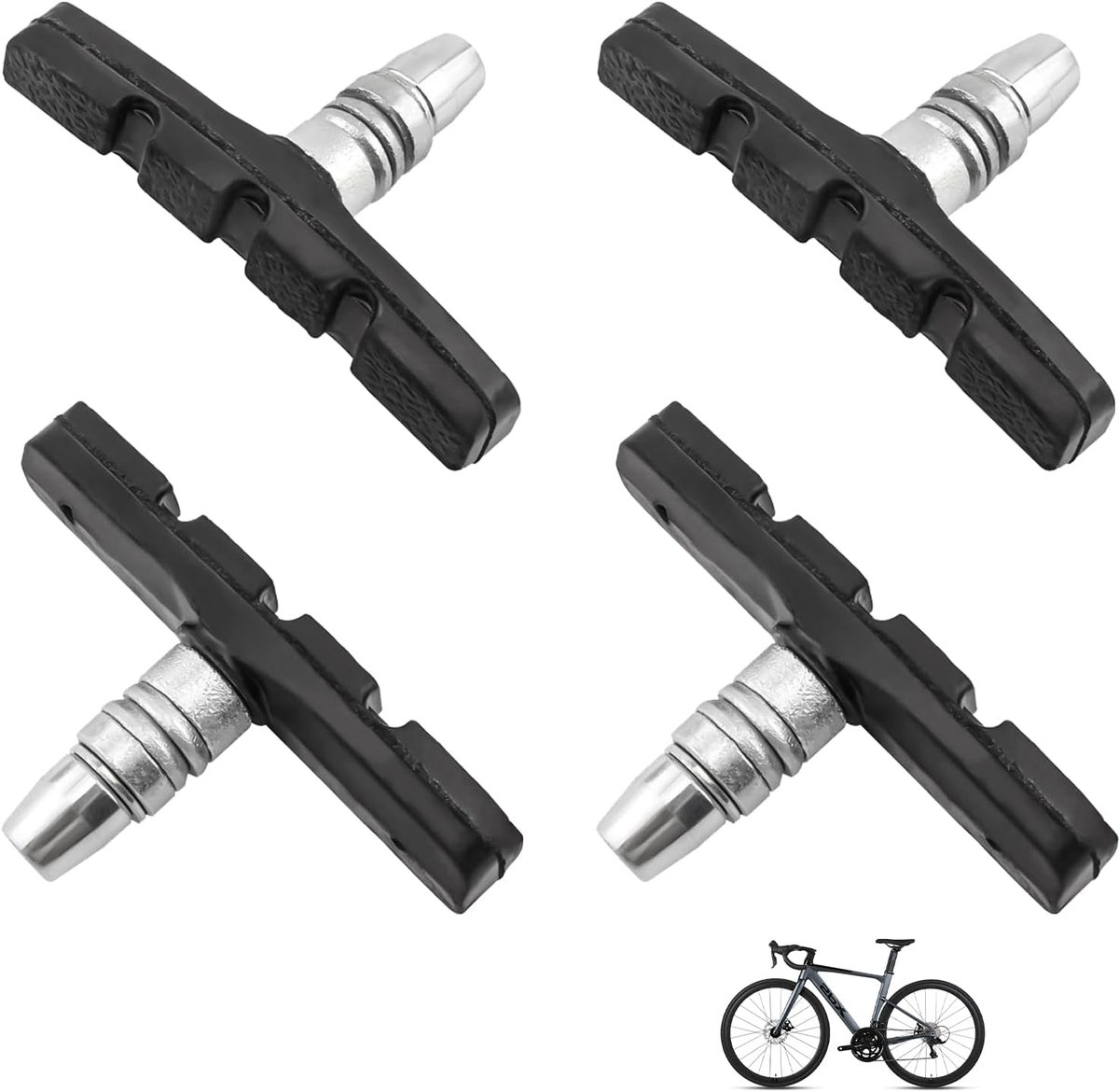 2 paar remblokken V-remblokken 70 mm, V-remblokken, geen lawaai, voor mountainbike, mountainbike, trekking, hoge prestaties, zand- en modderbestendig, voor stadsfiets en mountainbike