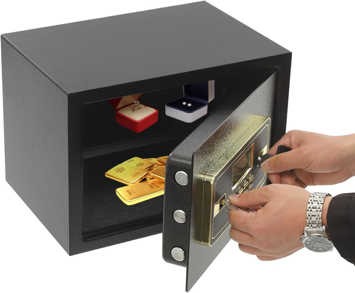 Safe box 22 L - Elektronisch - Met uitneembare plank - Bescherming voor sieraden en documenten - SnelShoppen