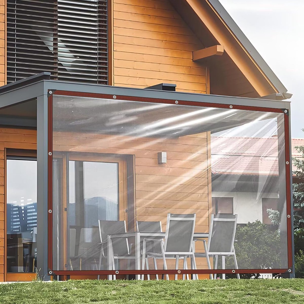 Doorzichtig, voor buiten, 1 x 6 m, transparant zeil, met inslagringen, afdekzeil, waterdicht, voor terras, kippenhok, broeikas, weerbestendig tuinzeil voor bescherming tegen weersinvloeden