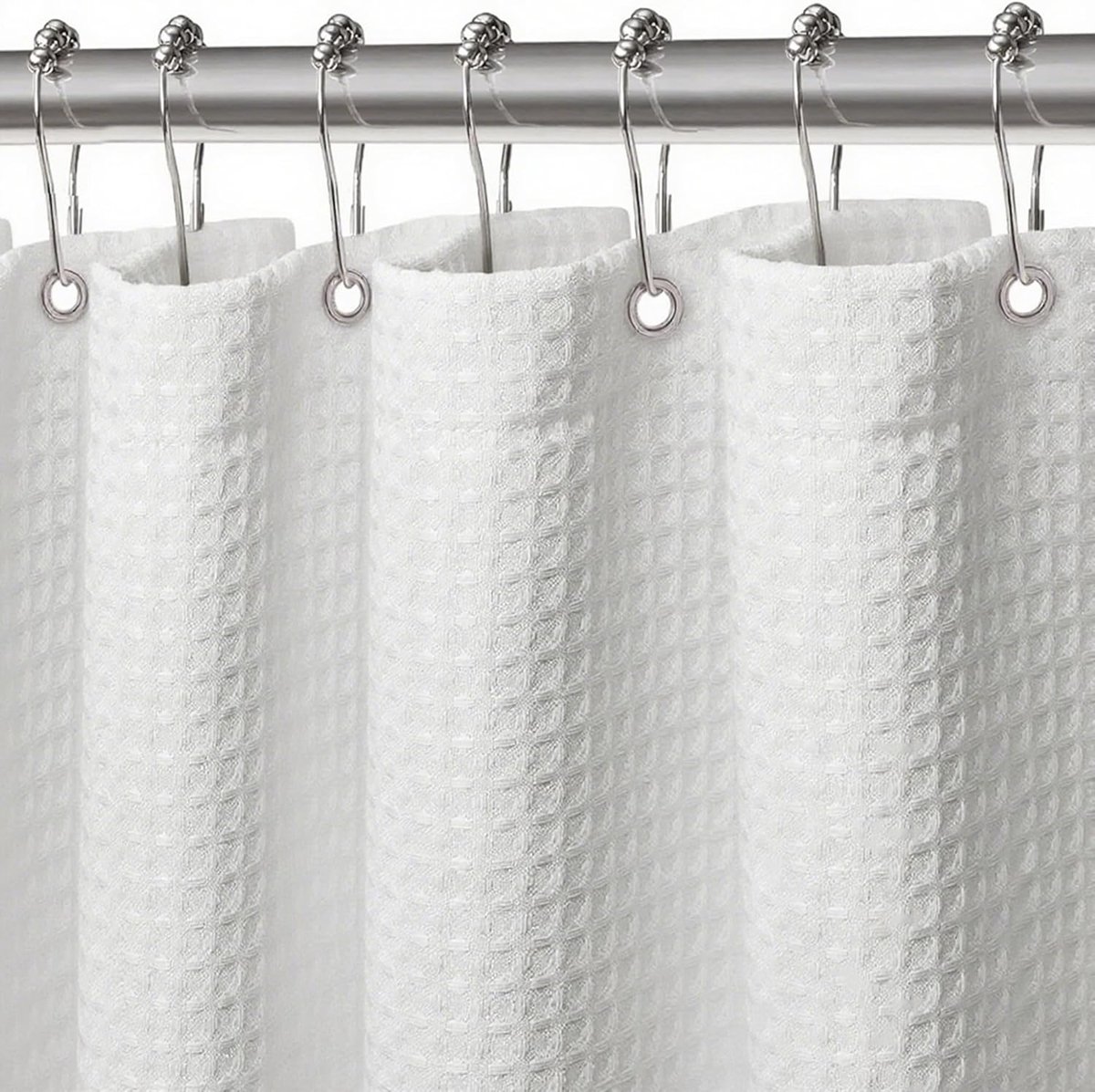 douchegordijn douchegordijn met magneet wasbaar textiel polyester stof badkamer gordijn met 12 douchegordijnringen waterdicht voor douche en bad 183 x 183 cm (wit)