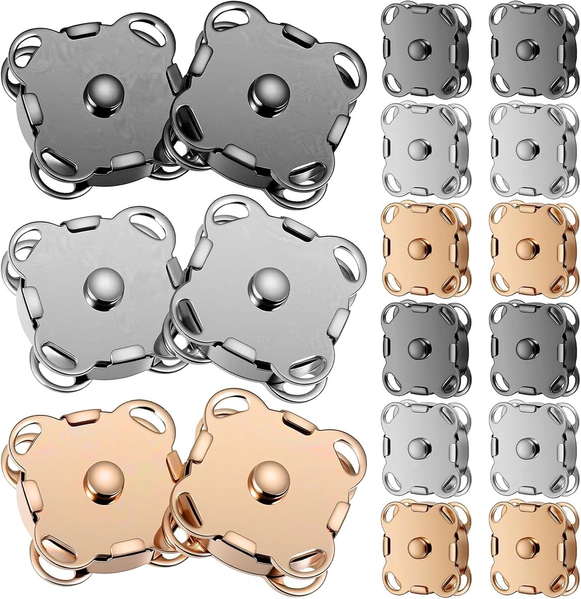 Knopen, 15 mm magneetsluiting zakken, drukknopen om aan te naaien, magneten om in te naaien, voor portemonnees, handtassen, kleding, naaien, doe-het-zelf handwerk (3 kleuren)