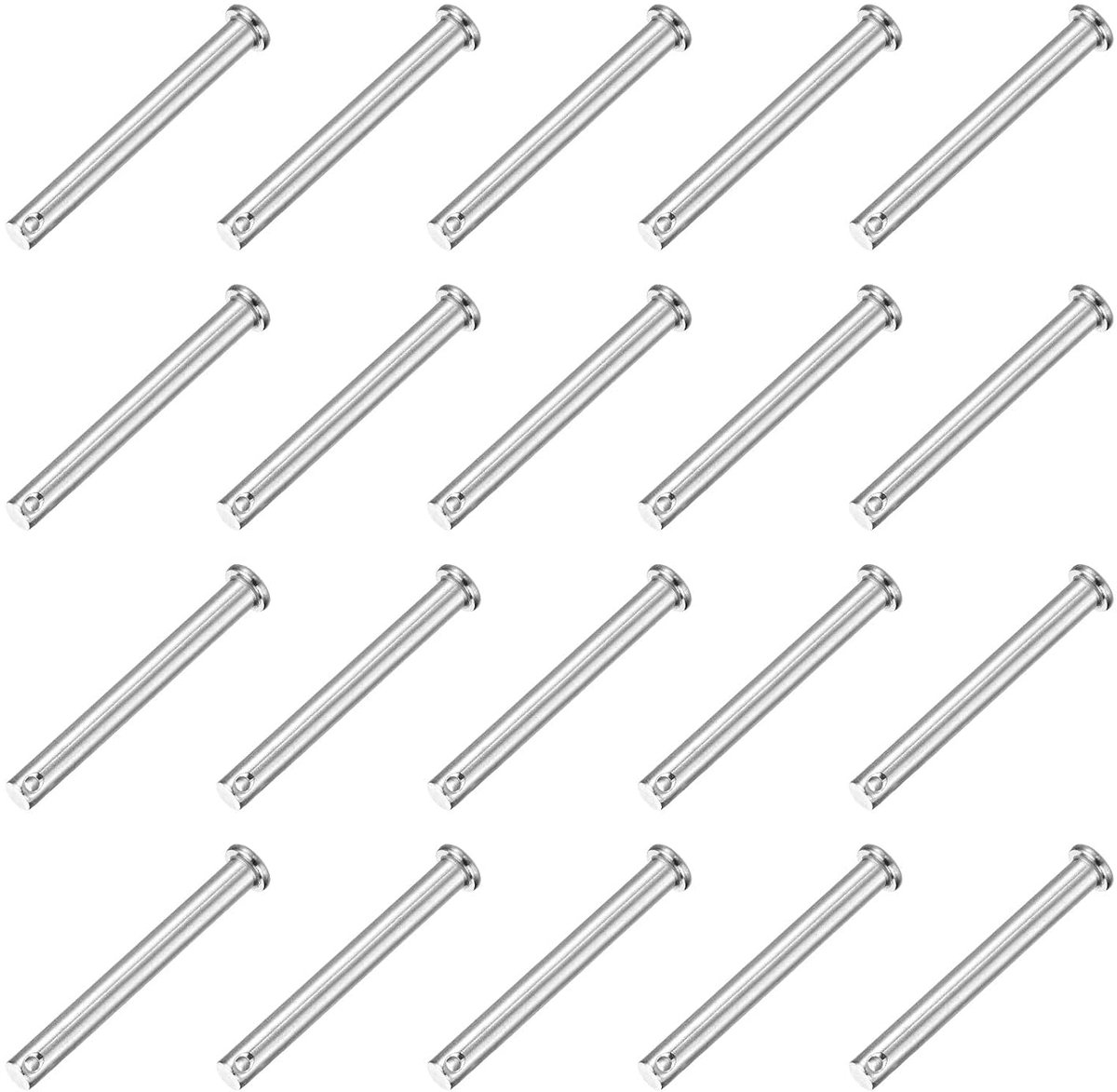 20 stuks steekbouten M8 x 70 mm met één gat, 304 roestvrij staal, platte kop, aanhangerspilbouten voor monteursreparatie, meubelinstallatie, industriële uitrusting