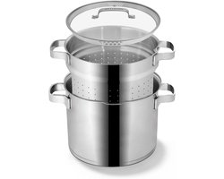 Be Living 3-delige pastaset - Ø 24 cm - 7,5 l - roestvrij staal - geschikt voor alle warmt