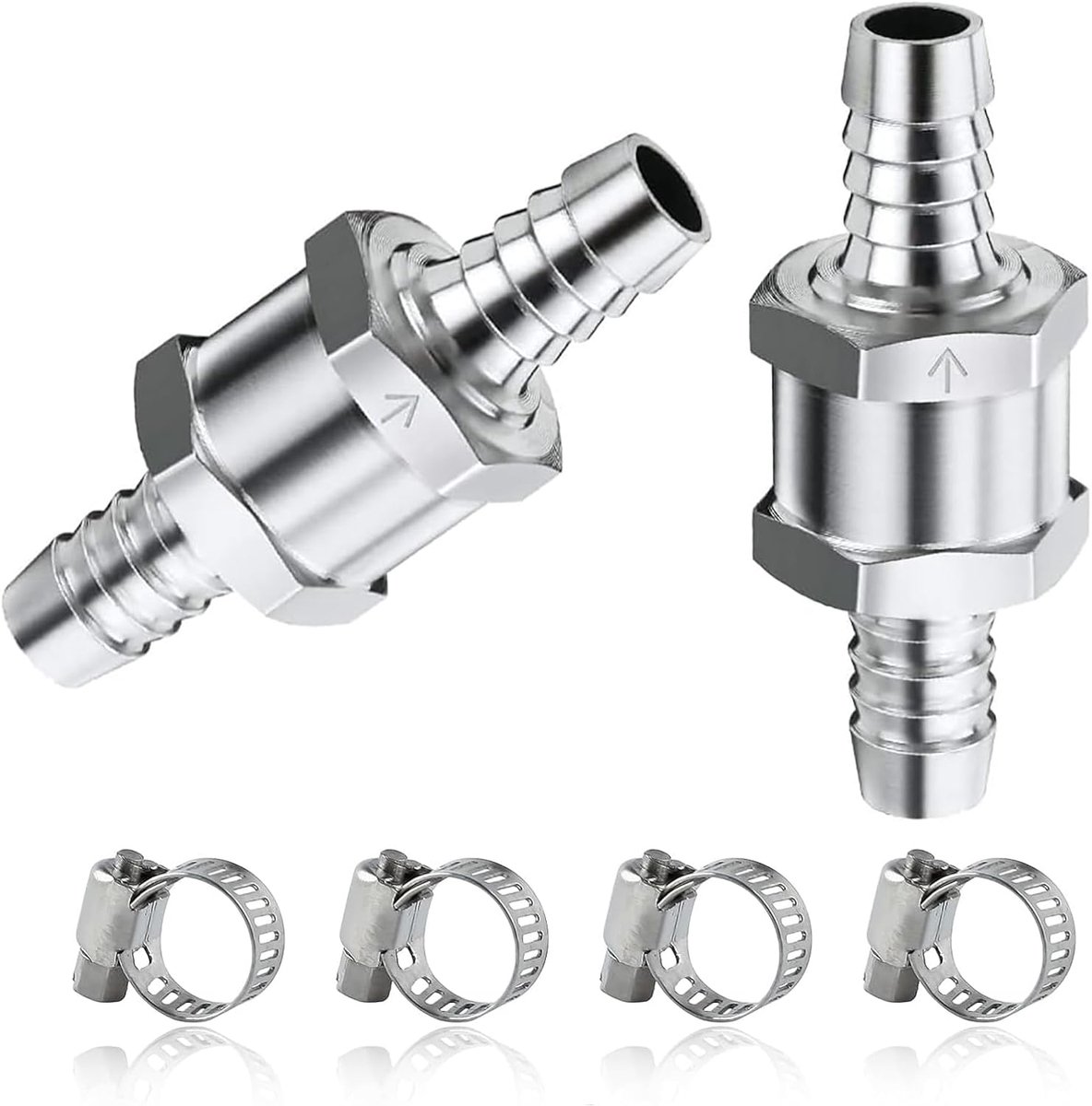 2 stuks terugslagventiel, 16 mm, terugslagventiel voor brandstof, terugslagventiel, aluminium ventiel, terugslagventiel voor benzine, water, chroom, auto, auto, laagdruksysteem
