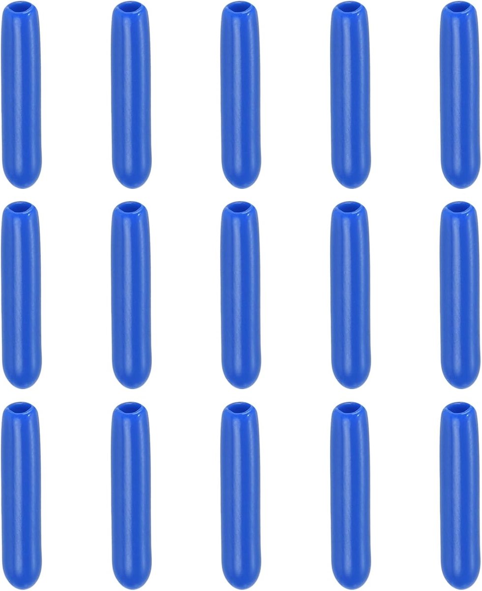 100 Pack Schroefdraad Protector Cover Rubber Eindkappen, [voor schroef, bout, staaf eindkap] - 1/16" (2mm) ID/Blauw