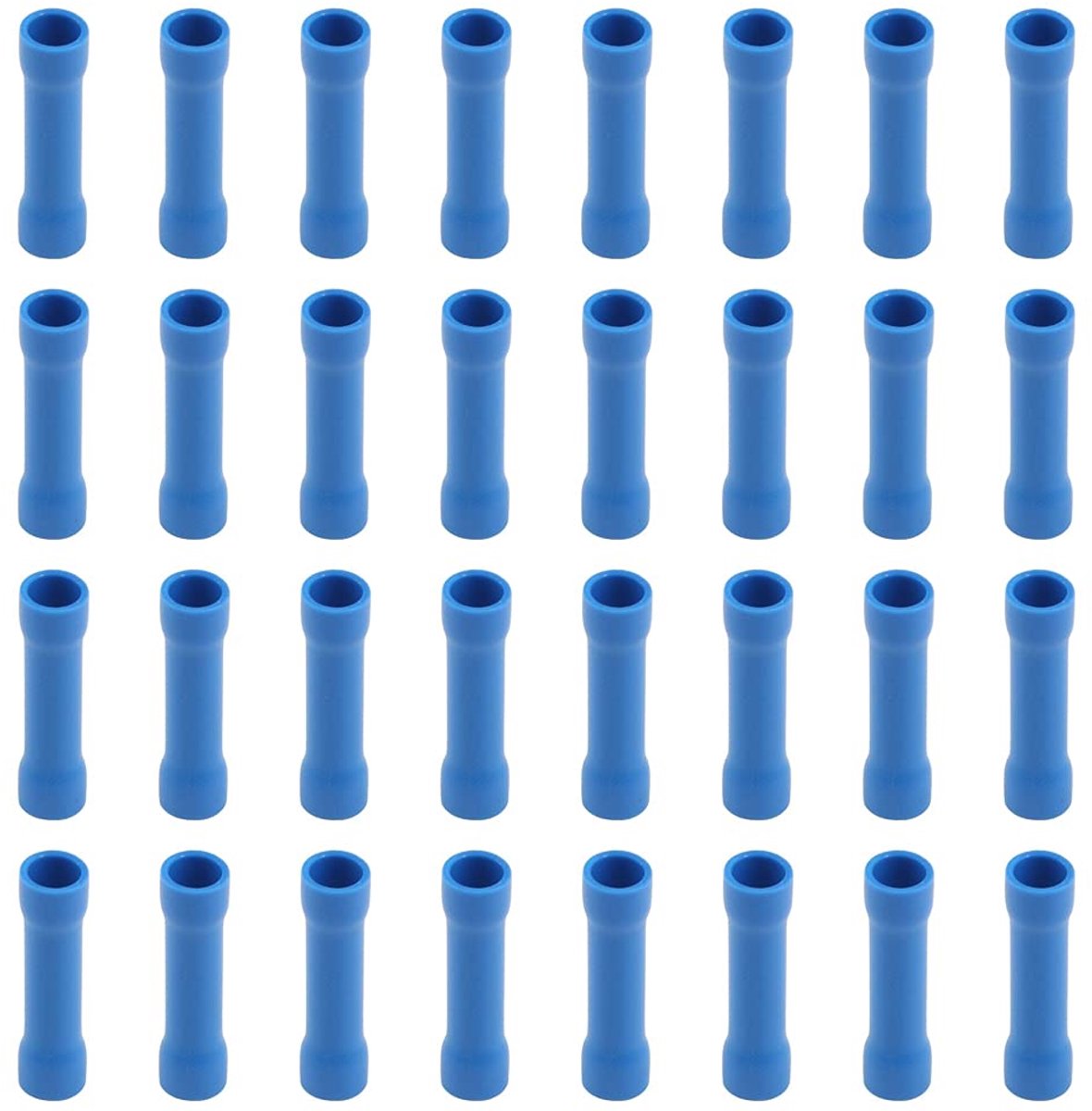 100 stuks 16-14 AWG draadconnectoren geïsoleerde butt splitklemmen elektrische krimpconnectoren (blauw/UPTL)