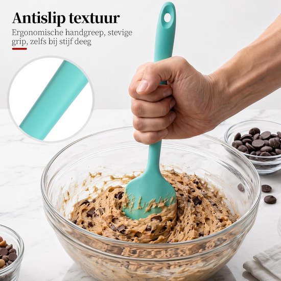315 °C hittebestendige siliconen deegschrapers, set van 3, turquoise - 29 cm grote siliconen spatel met antiaanbaklaag, flexibele zachte taartschraper, deegspatel voor bakken — afbeelding 2