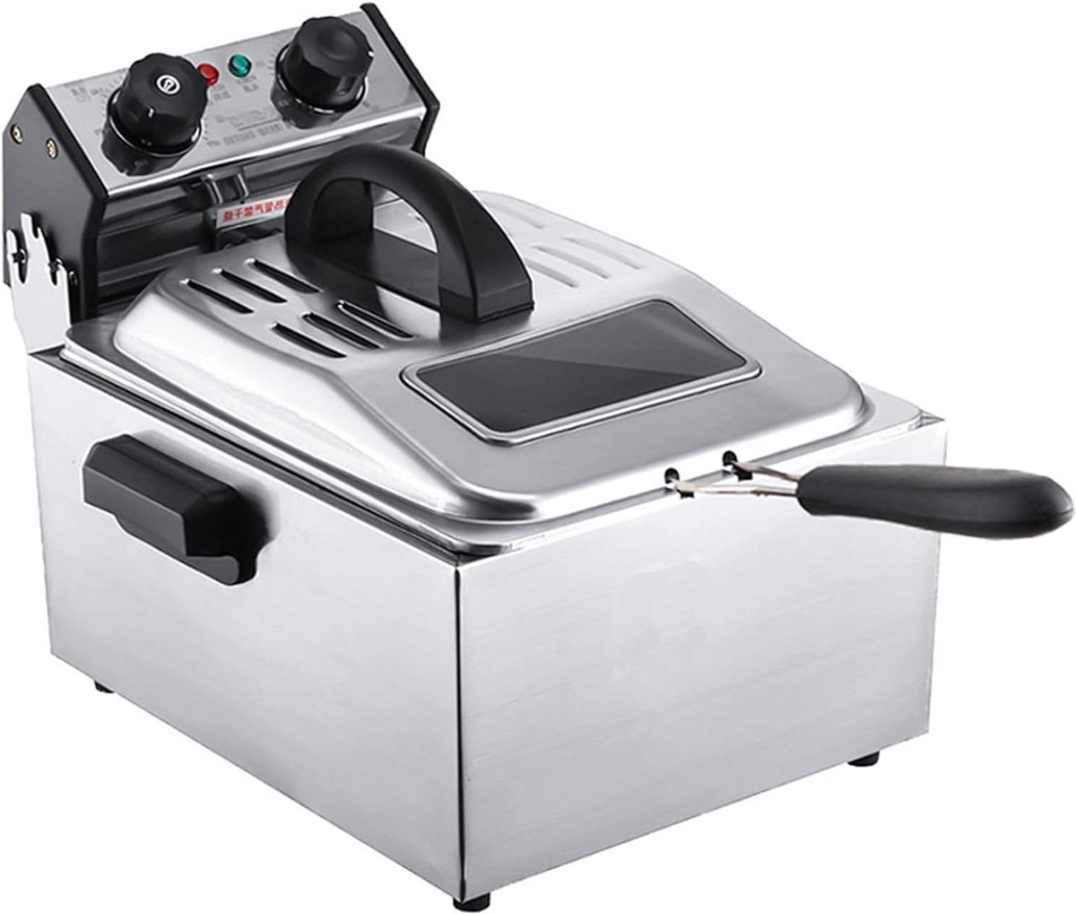 Elektrische Frituurpan - Keuken Frituur - Professioneel Frituren - Instelbare Timer - 6L Capaciteit - Zilverkleurig
