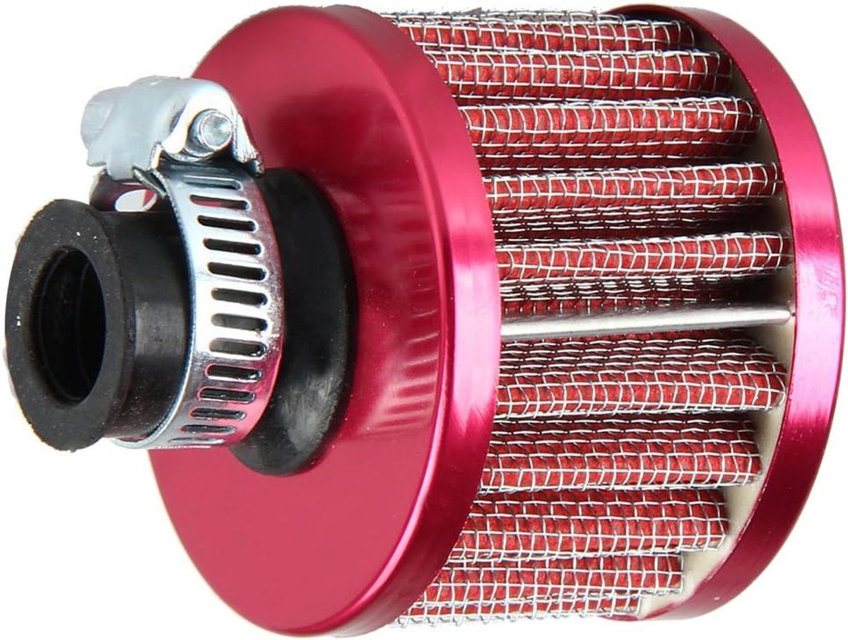 12mm Mini Auto Luchtfilter Sportluchtfilter Luchtinlaatfilter Luchtkoeling Motorfietsen Universeel Cone Koud Schoon Turbo Ontluchting Rood