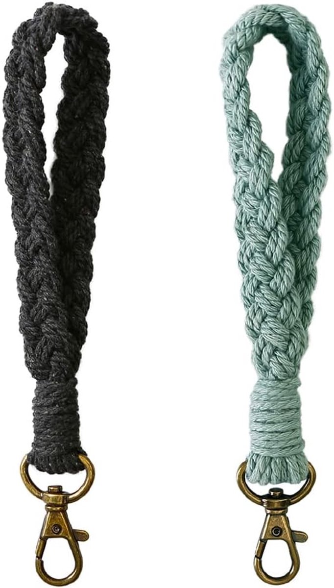 2 stuks sleutelhangers macramé armband koord dames kort koord boho koord, Ys02-42, 15cm