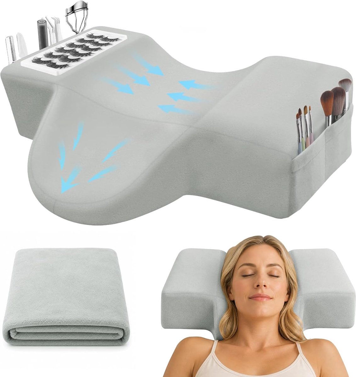 Wimperkussen U-vormig - Ergonomisch Flanellen - Afneembare kussensloop - Vermindert nekspanning - ShopVlot