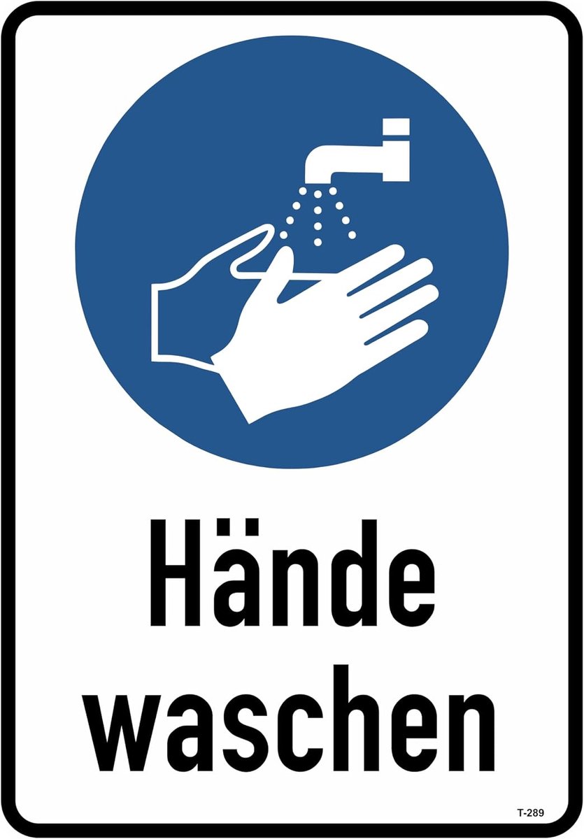 Handwas sticker 23 x 16 cm - Zelfklevende folie - Glanzende UV-print - Veiligheidswaarschuwing voor binnen en buiten - ShopVlot
