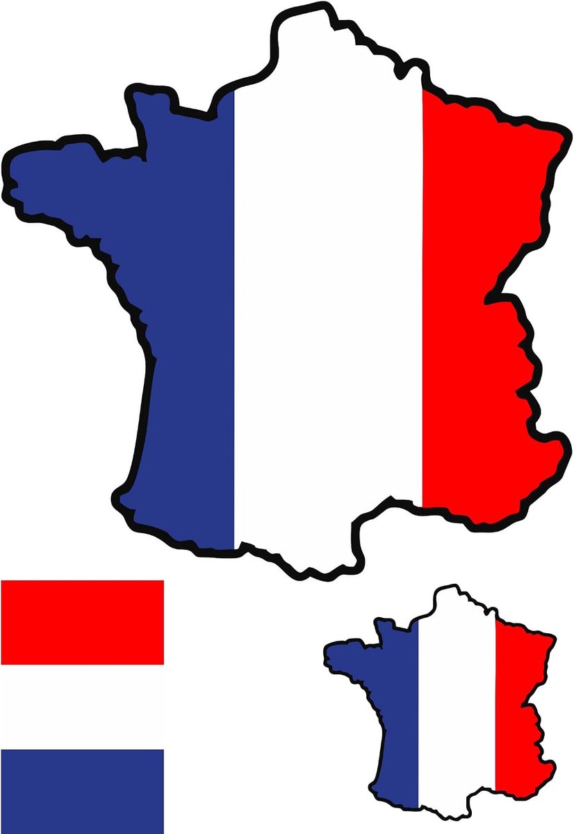 Stickerkaart Frankrijk 160 x 230 mm - Auto-vlag sticker - Weerbestendig - Voor binnen en buiten - ShopVlot