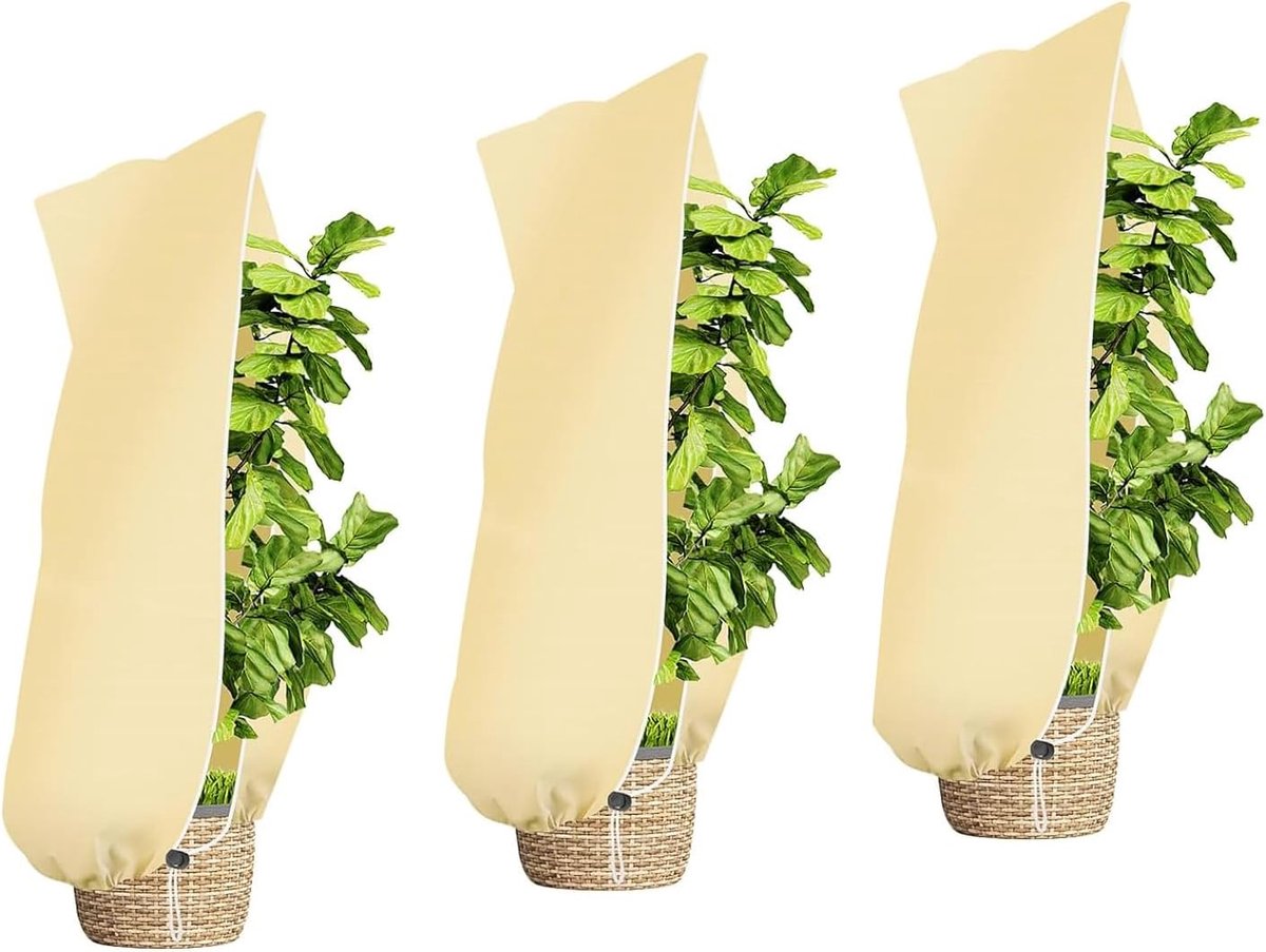 Plantbeschermhoes 3-delig - Dikke non-woven stof - Herbruikbaar - Bescherming tegen vorst - ShopVlot