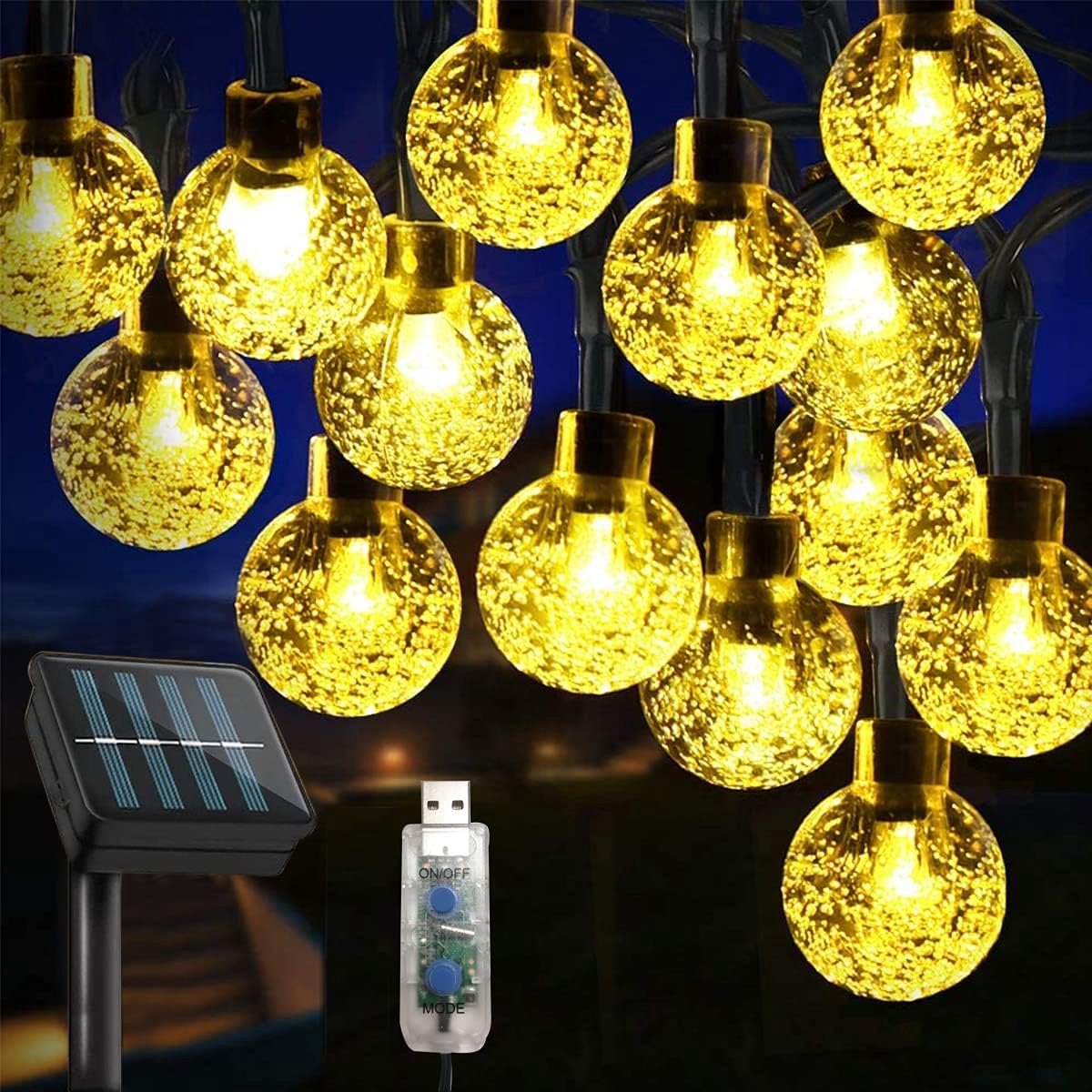 Solar Fairy Lights 60 LED - 10 m Lichtketting - Warm wit - Perfecte decoratie voor tuin en patio - ShopVlot