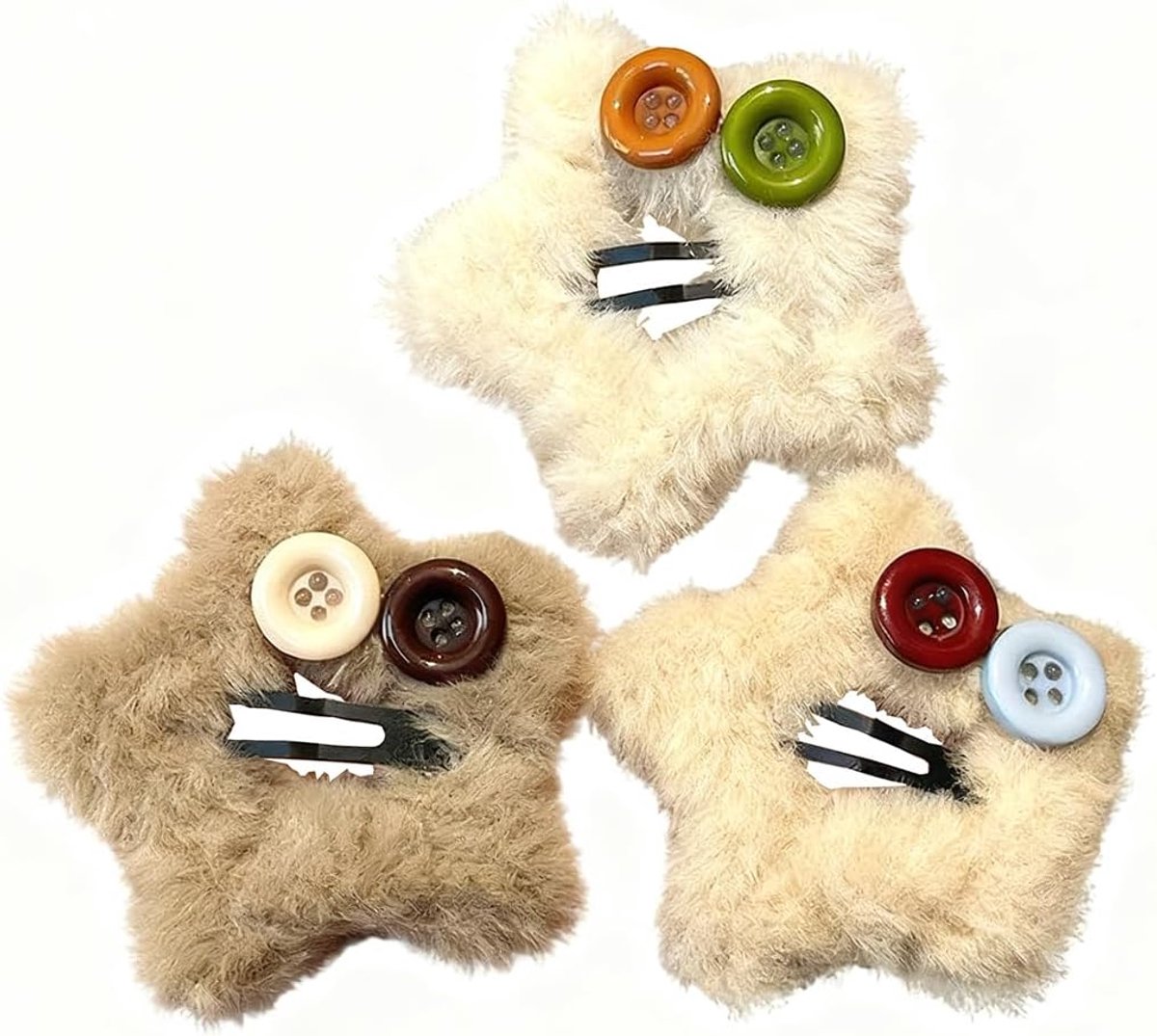 Haarspelden vrouwen klein - Pluche stervorm - Retro knopen - Speelse haaraccessoire - ShopVlot