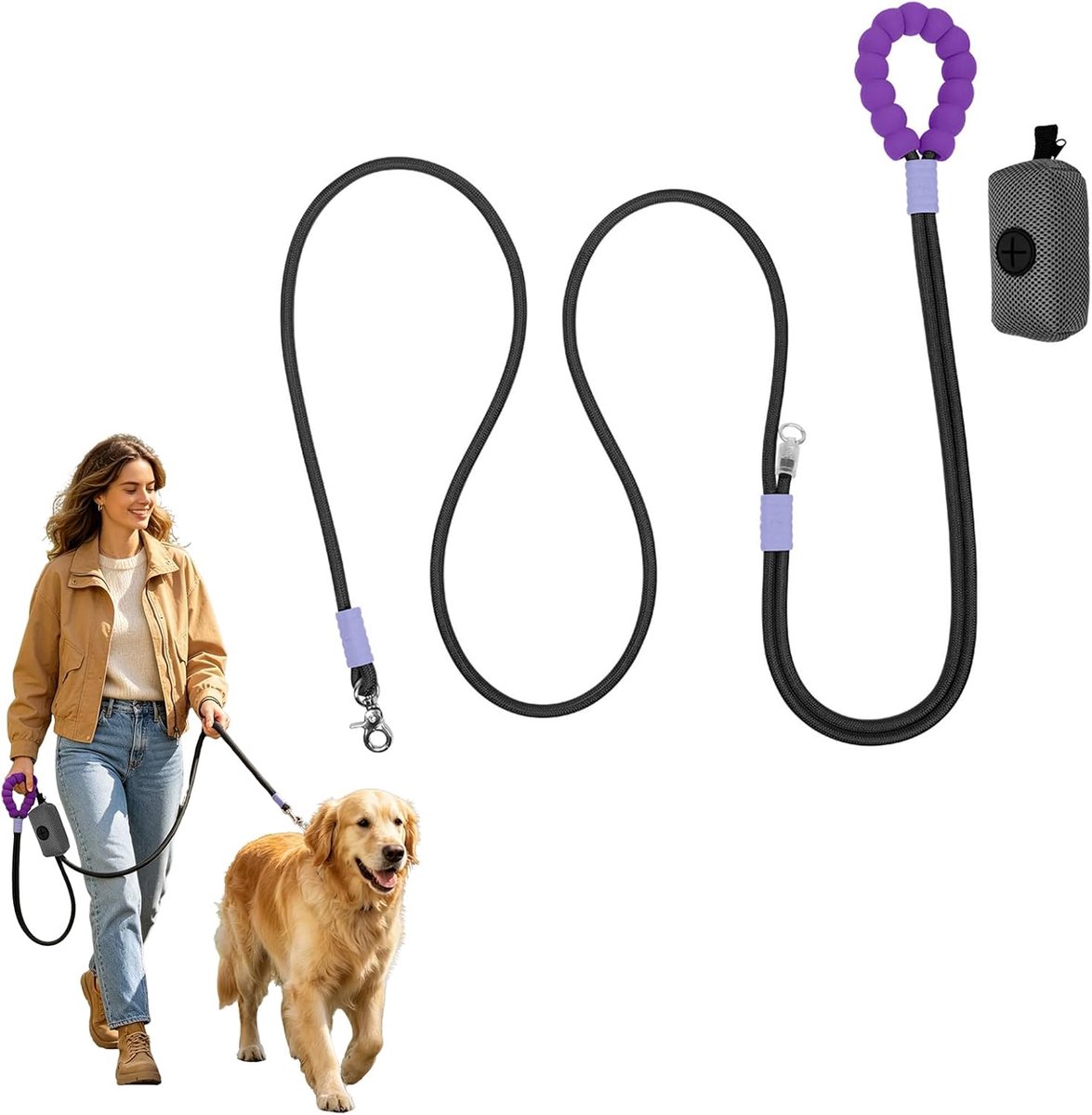 Hondenriem 3-in-1 2,5 m - Verstelbaar - Handsfree hondenriem - Ideaal voor wandelen en hardlopen - ShopVlot