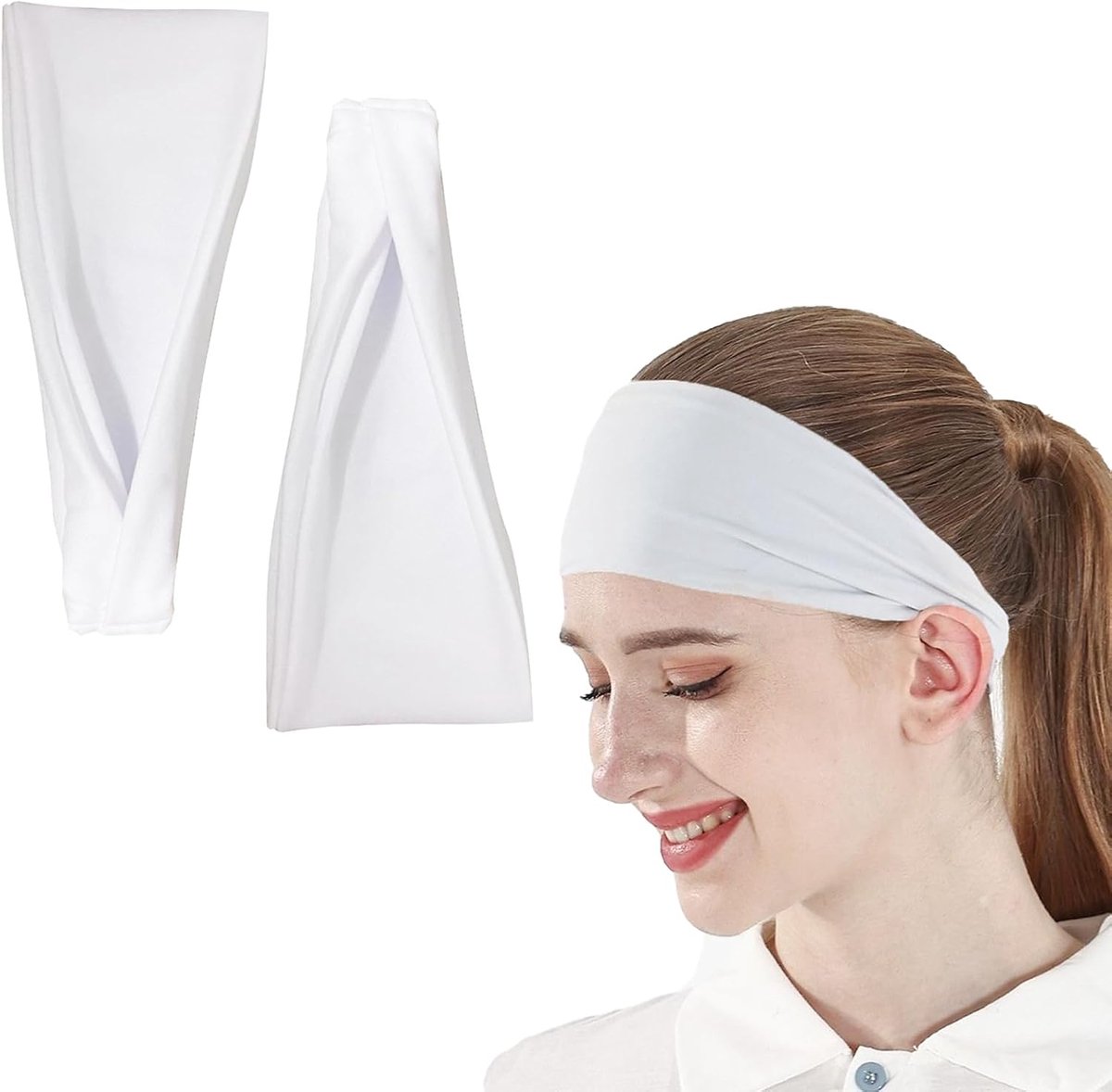 Sporthoofdband set van 2 - Elastisch en ademend - Sweatproof - Ideaal voor fitness en yoga - ShopVlot