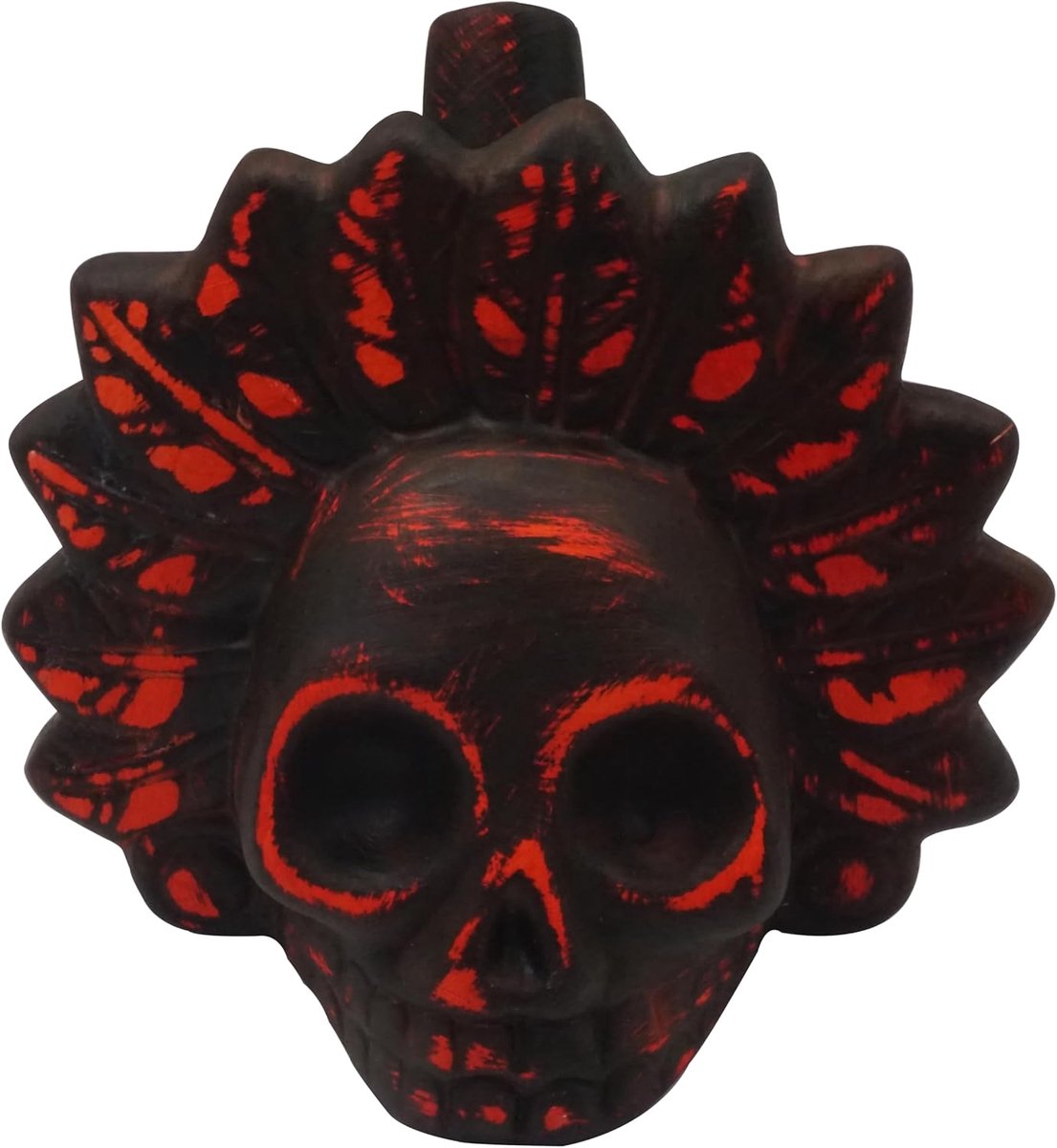 Aztec Death Fluit 126 dB - Zwart en Oranje Keramiek - Authentiek Azteeks ontwerp - Schrikwekkende geluidseffecten - ShopVlot