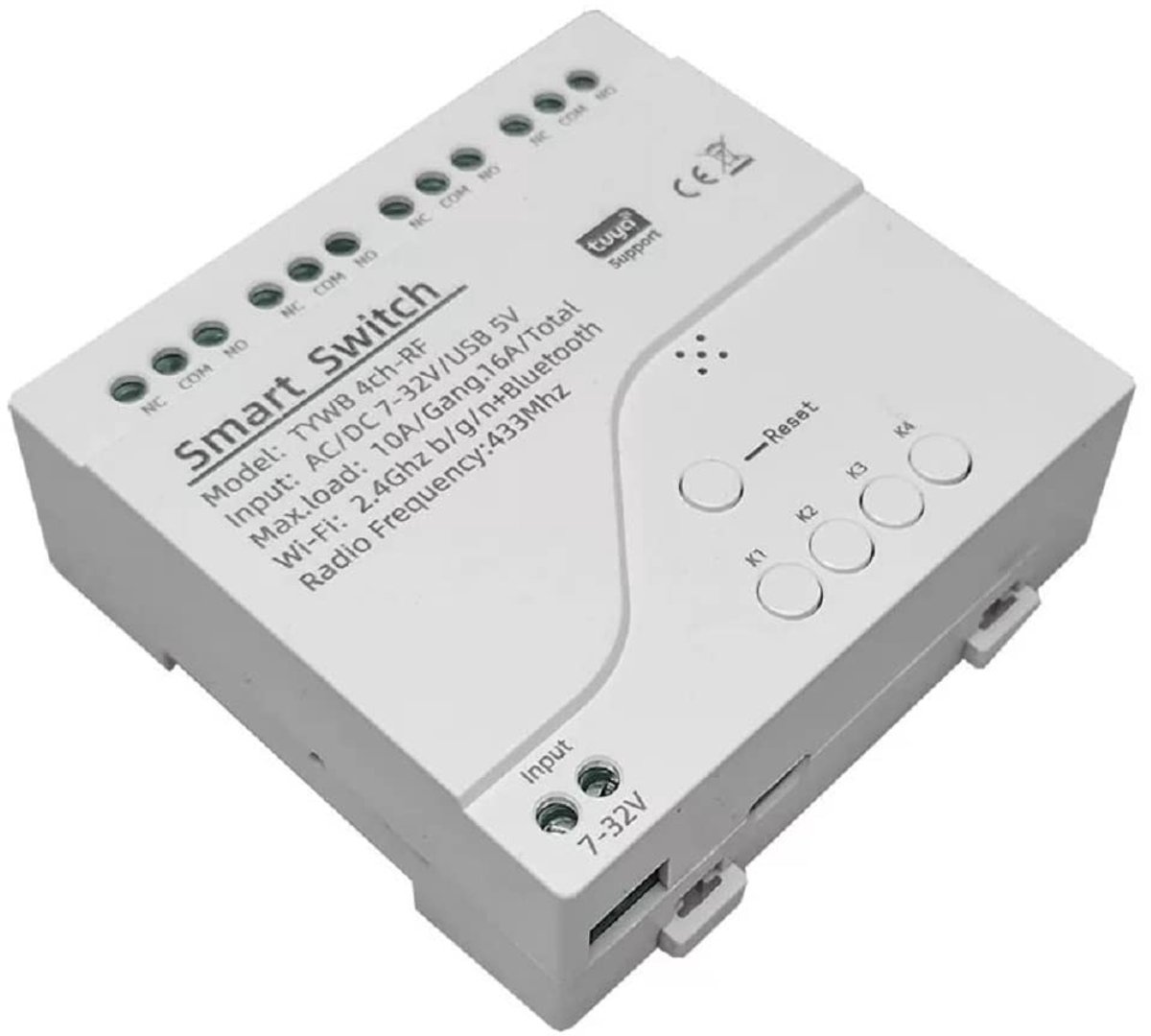 Smart WiFi relais 4-kanaals USB - Bluetooth en 433MHz afstandsbediening - Werkt met Alexa en Google Home - ShopVlot