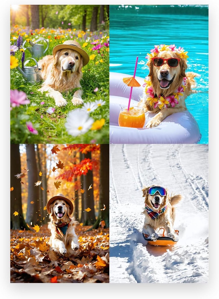 Golden Retriever kalender A4 Standard - 2027 - humoristische scènes - vrolijke decoratie voor aan de muur - ShopVlot
