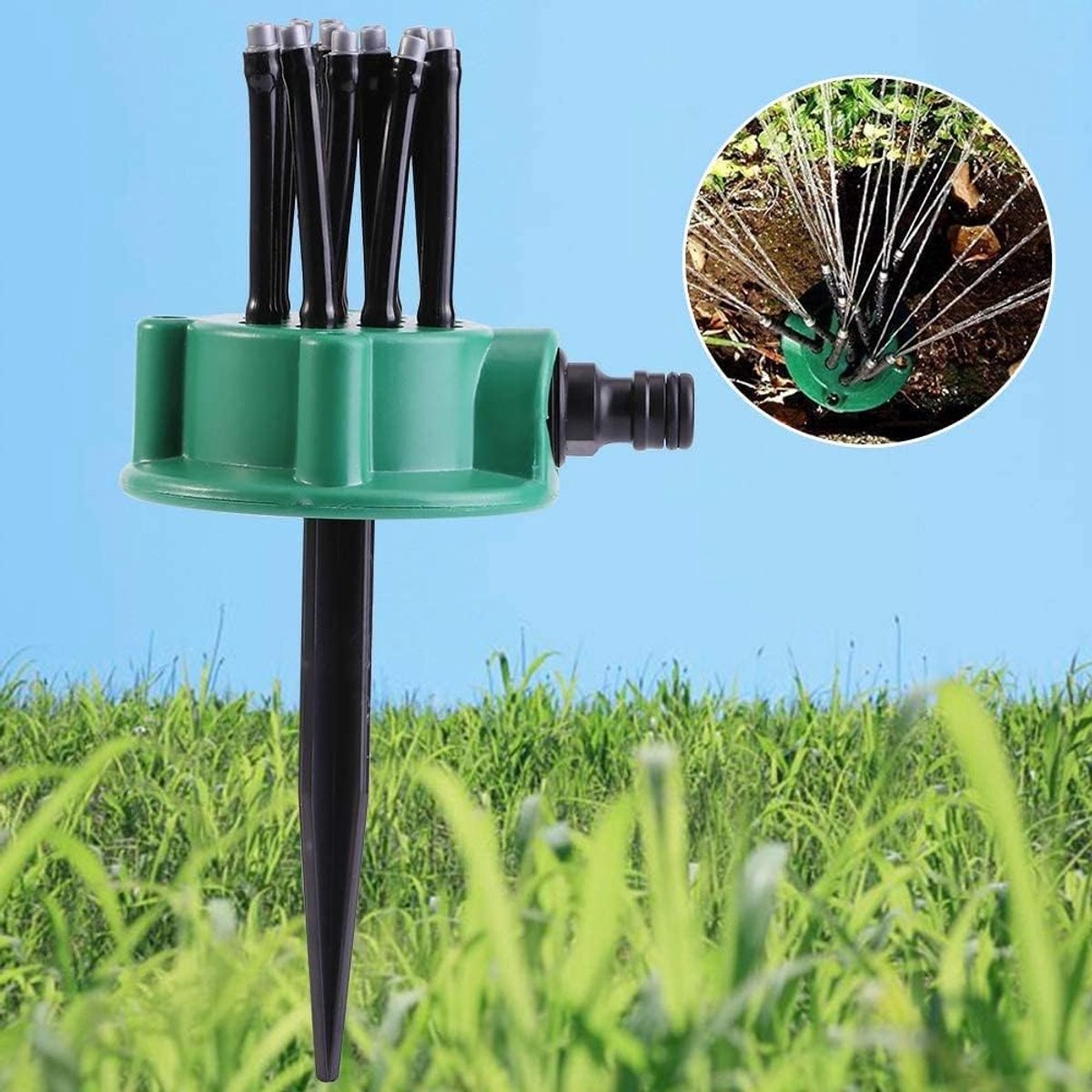Grondsprinkler met 12 Ajusteerbare Sprinklers - Flexibel en Duurzaam - 360 Graden Beregening - Ideaal voor Tuinen - ShopVlot