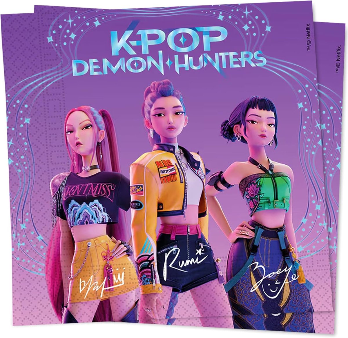 Papieren Servetten 33 x 33 cm - K-Pop Demon Hunters - Feestelijke Tafeldecoratie - Ideaal voor Kinderfeestjes - ShopVlot