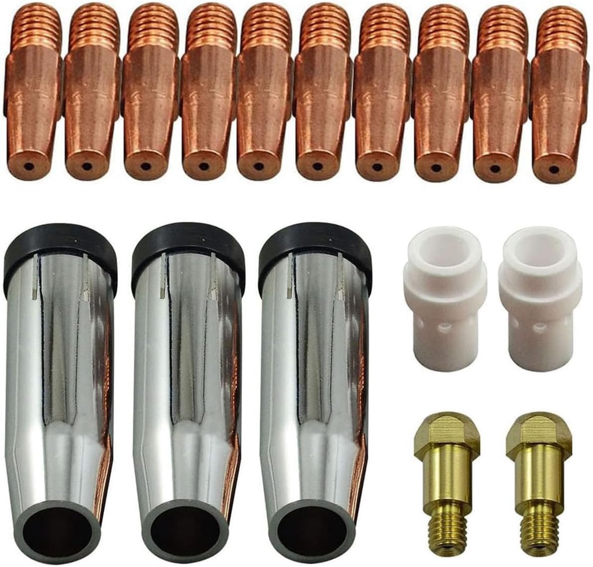 MIG MAG contacttips M8 1,0 mm - set van 17 stuks - voor 36KD MB36 lasbrander - optimale lasresultaten - ShopVlot