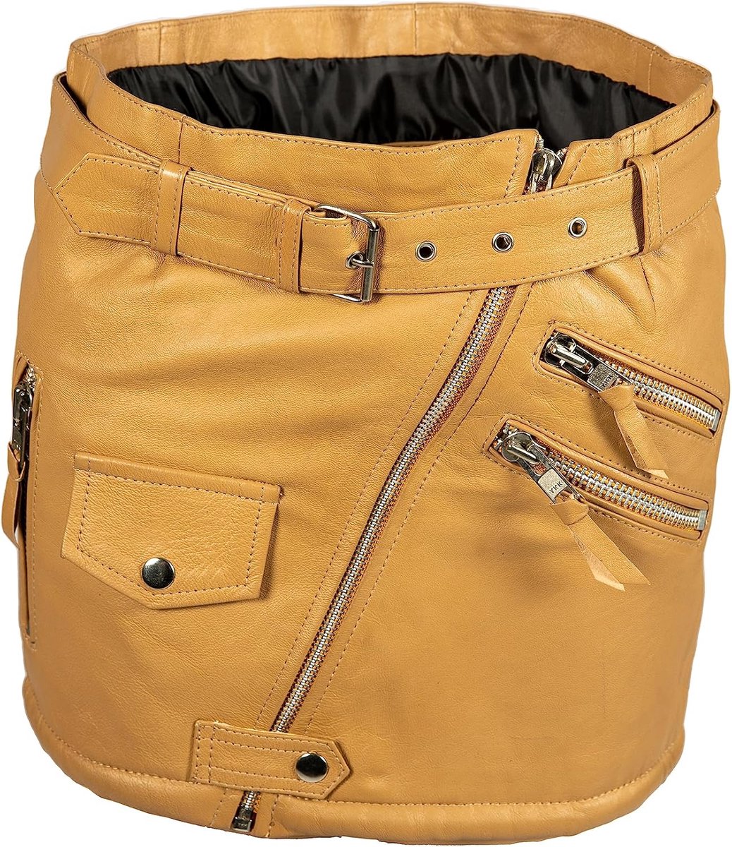 Noble Coole beige KORZER leren rok in beige model punk