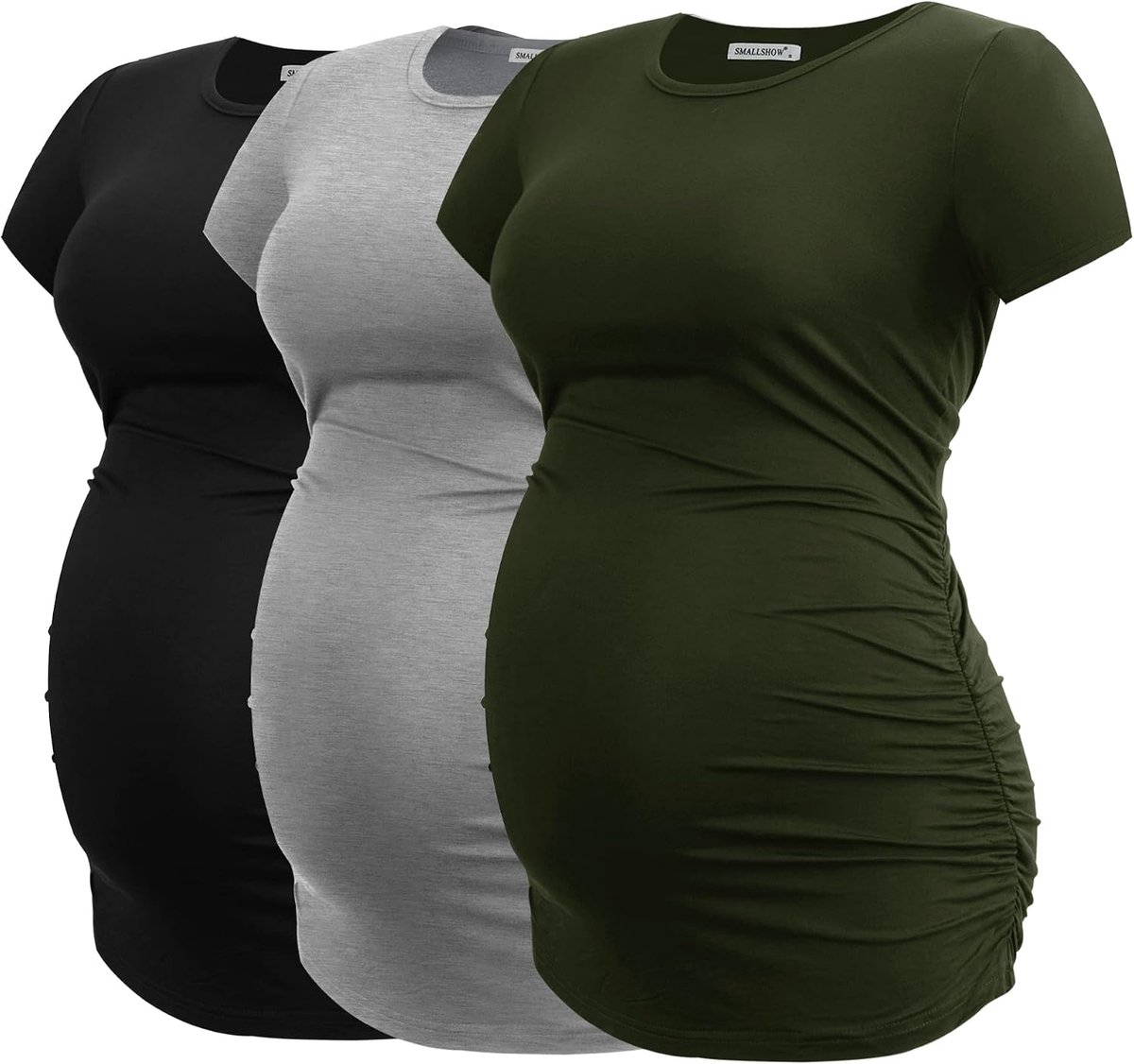 Zwangerschap Kleding Tops Side Ruched Zwangerschap Kleding voor Vrouwen 3-Pack