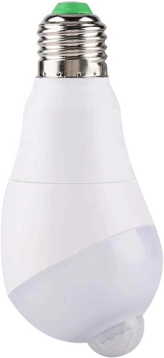 Bewegingssensor Lamp E27, 7W Bewegingsmelder Licht 650LM, 150° Detectiehoek Draaibare Kop, Energiezuinig Sensorlicht voor Gang, Trap, Kelder, Koel Wit