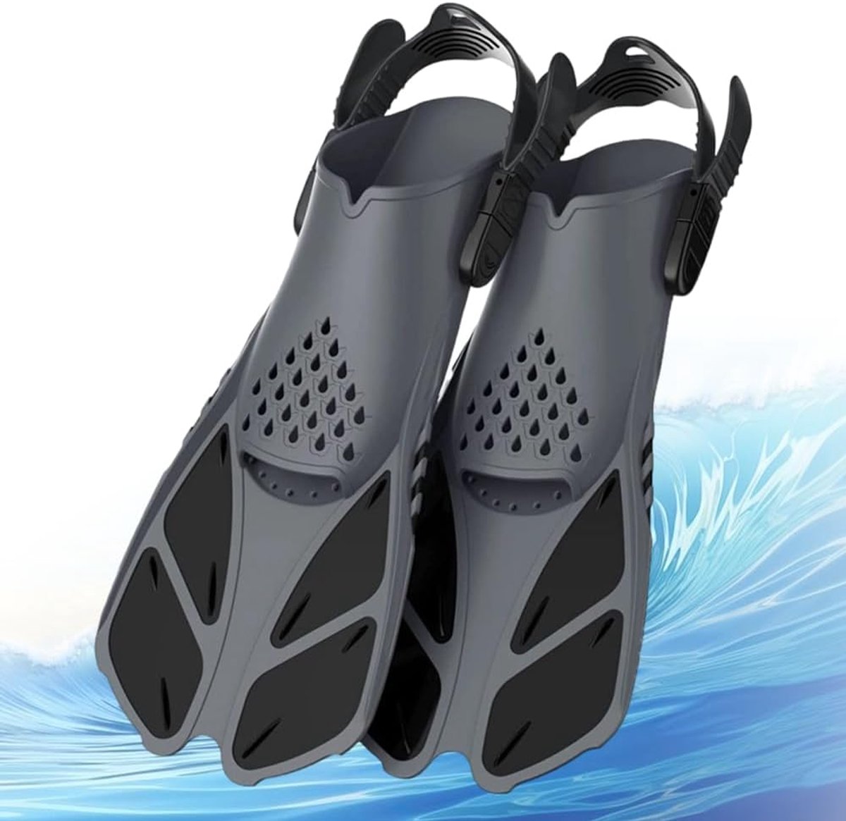 Zwemvliezen voor volwassenen, uniseks, verstelbare snorkelvinnen met open hiel, korte en antislip duikvinnen voor snorkelen, duiken en zwemmen