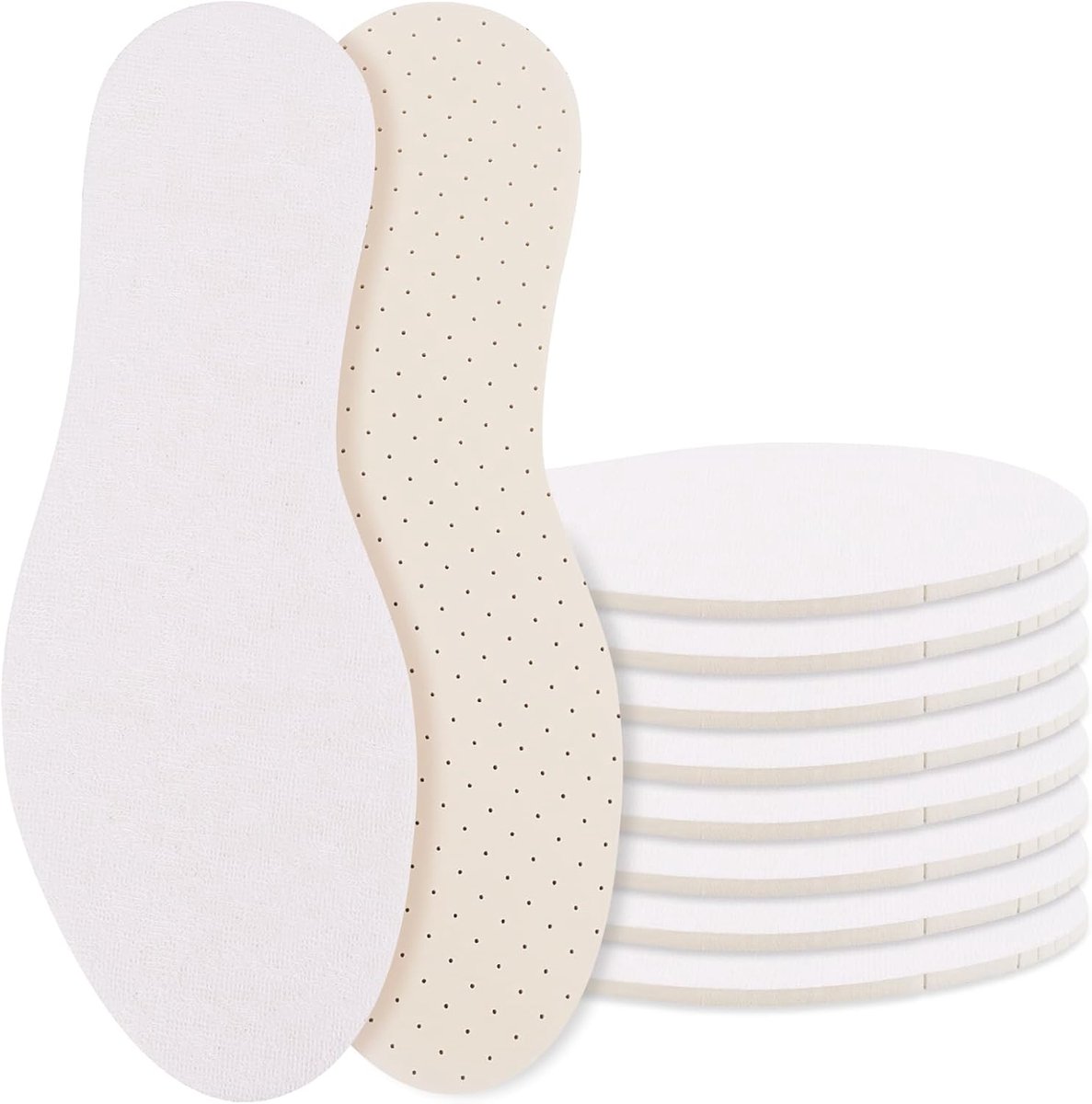 4 paar blootsvoets inlegzolen, inlegzolen van frotté met latex demping, geperforeerde inlegzolen, tegen zweetvoeten voor frisse voeten schoeninlegzolen deo voor dames en heren, Dikte 5 mm, 42